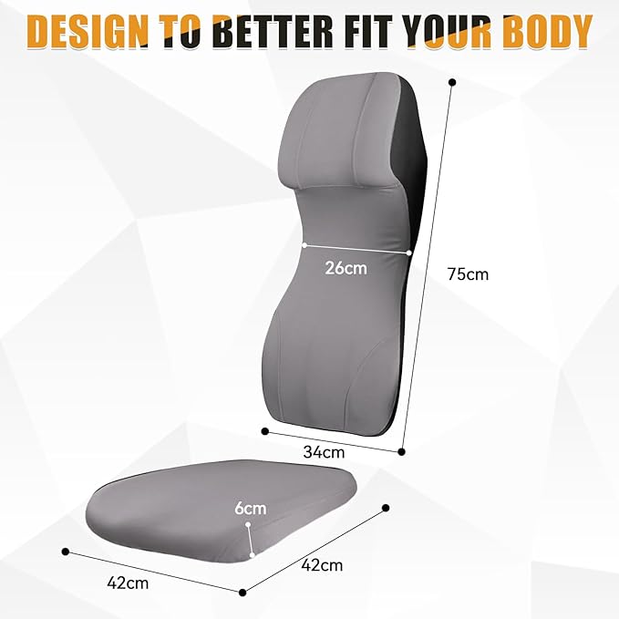 Car Seat Cushion & Back for Most Semi Truck Models, Compatible with Freightliner Volvo Kenworth Peterbilt, Driver Seat Cover for Semi Truck, Gray