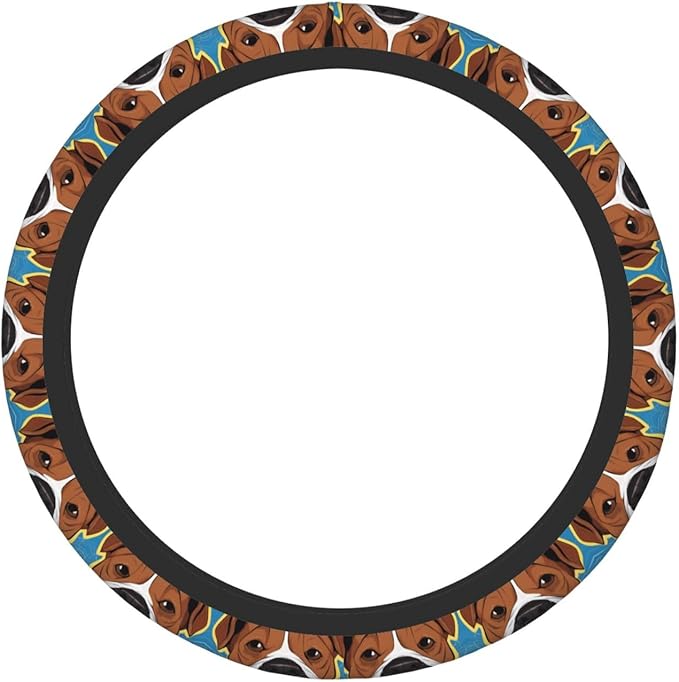 English Bulldog Art Car Steering Wheel Cover, 15 Inch Steering Wheel Cover Stylish Decor for Most Cars