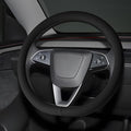 Microfiber Leather Universal 14.5-15 inch Steering Wheel Cover,Easy to Install Non-Slip Breathable Steering Wheel Protector Black