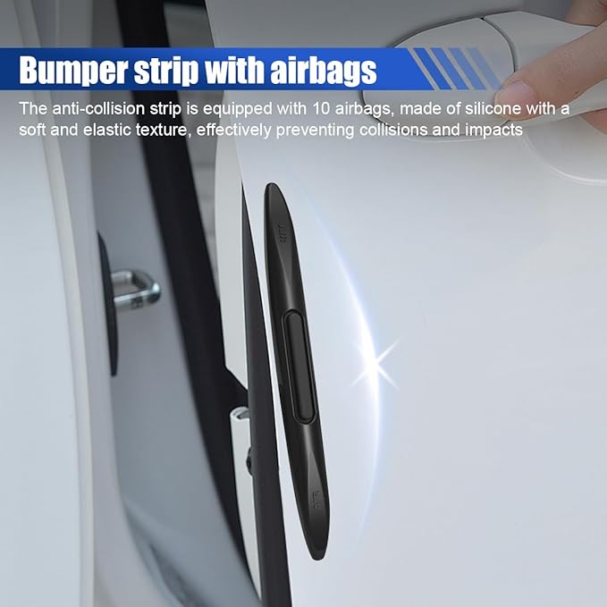 4PCS Car Door Edge Guards Car Side Door Protector, Rearview Anti-Collision Bumper Trim Guard Sticker, Auto Body Self Adhesive Anti-Scratch Strips for SUV Pickup Truck (Black)