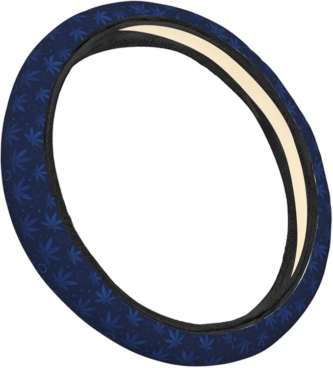 FeHuew Vintage Blue Leaf Geometric Steering Wheel Cover for Women, Girls 15 inch Universal Auto Car Anti Slip Wrap Steering Wheel Covers Fit for Vehicles, Truck, SUV