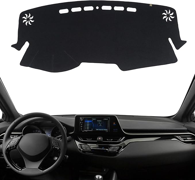 KEYOOG Dashboard Cover Dash Mat Fit for to-yota C-HR 2022-2018 (Without HUD Models),Car Dash Board Mat Anti-Glare Carpet,Non-Slip Pad Sunshield Protector (Black)