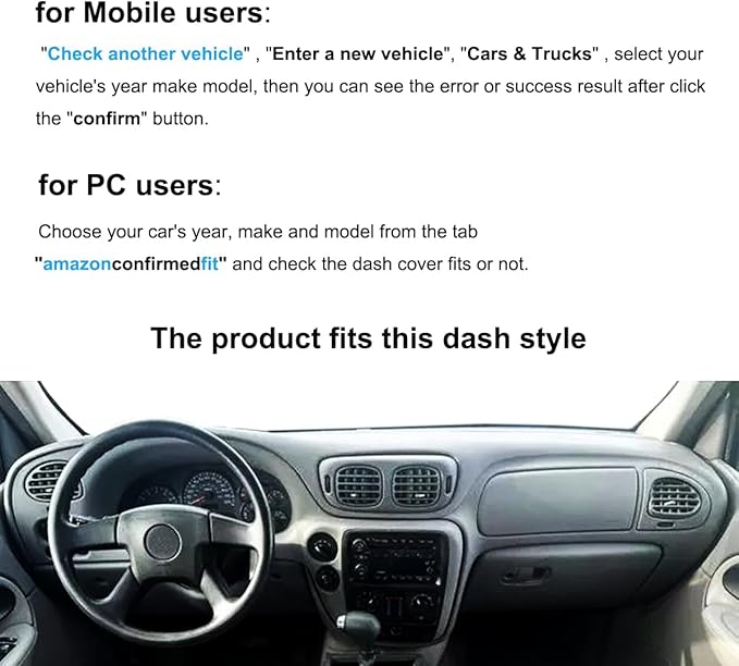 Dash Cover Mat Custom Fit for Chevy Chevrolet Trailblazer/Trailblazer EXT,Dashboard Mat Cap Pad Carpet K187 (Darkgray)