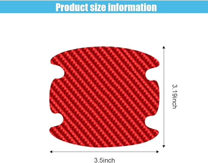 4PCS Car Door Handle Cup Scratch Protectors, Carbon Fiber Car Door Handle Bowl Sticker, Universal Auto Doors Handles Cup Paint Guard Cover Protective Film for Cars (Red-4PCS)