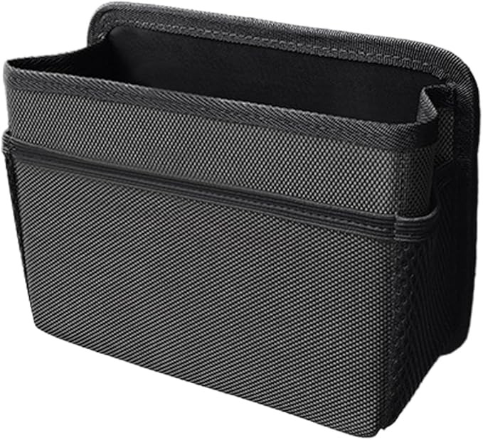 Car Trash Can, Foldable Waterproof Leather Trash Bin Garbage Organizer, Multi-Pocket Mini Hanging Storage Container, Universal Auto Interior Accessories for Cars, SUVs, Trucks (Black)