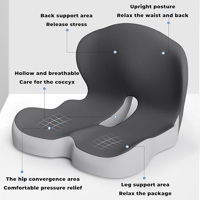 Back and Seat Cushion, Car Seat Cushion, Soothe+ Cushion, Memory Foam L-Shaped Integrated Seat Cushions Lumbar & Lower Back Support for Office Chair, Car (Pink-C)