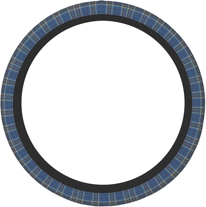 Thickened Elastic Steering Wheel Cover, Plaid Clan Thompson Grey Blue Check Tartan Ultra, Soft, Breathable, Fit for Cars, SUVs, Trucks, Stylish Comfortable Grip