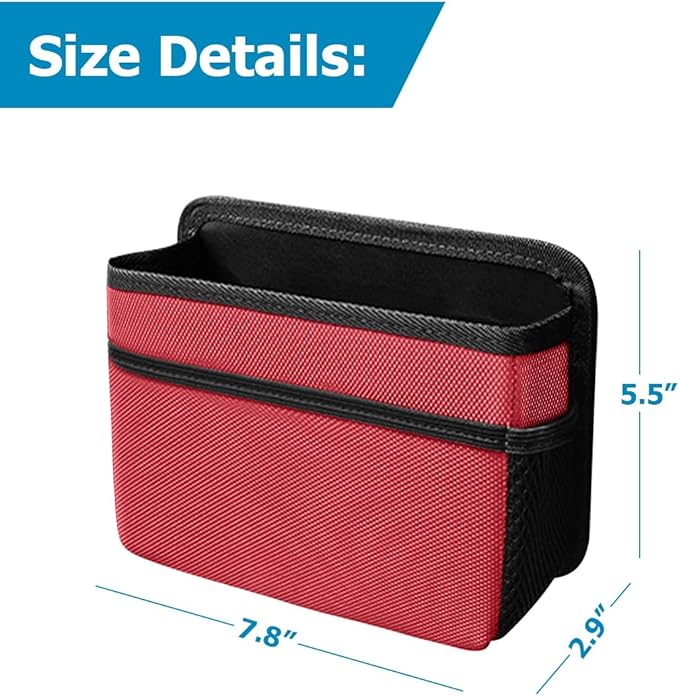 Mandark Car Trash Can, Foldable Mini Vehicle Trash Bin Garbage Organizer Holder, Waterproof Automotive Interior Hanging Dustbin Storage Bag Container Accessories, Universal for Most Cars (Red)