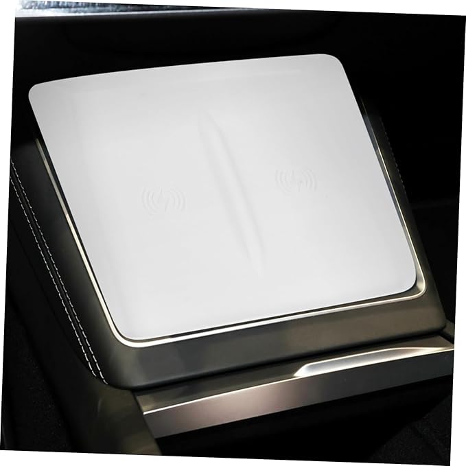 Center Console Charging Mat - Silicone Pad for Model Easy Installation Compatible Induction Chargers White Color