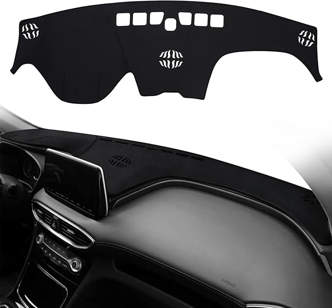 CARTIST Dashboard Cover Custom Fit for Hyundai Santa Fe 2019 2020 2021 2022 2023 Accessories Dash Cover Mat Pad Black （Without HUD）