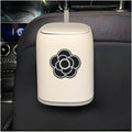 Car Trash Can Bin with Lid, Leakproof Cute Cartoon Style Hanging Car Flip Lid Trash Can, Detachable Garbage Bin Organizer Storage for Car Truck SUV Sedan, Car Accessories (Black Camellia)