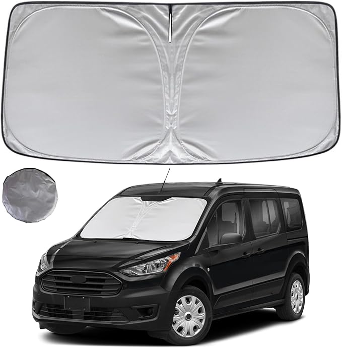 KAYZT Windshield Sun Shade for 2015-2025 2026 Ford Transit 150 250 350 350HD (Not for Transit Connect), Foldable Sunshade Front Window Custom Fit Car Accessories