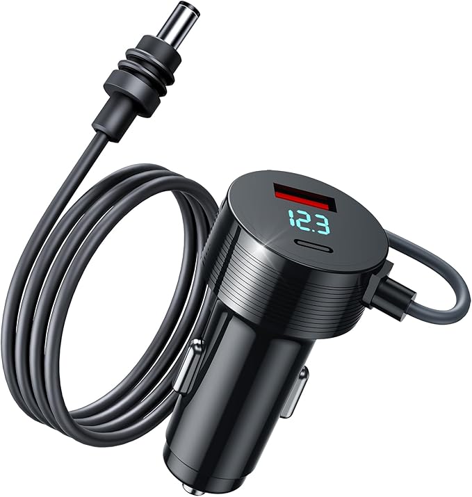 Starlink Mini Car Adapter, 12V-24V Car Charger with USB-C & USB-A Ports, 3-in-1 Aluminum Alloy Power Cable, Waterproof 10FT Cord with LED Voltage Display, Starlink Mini Accessories