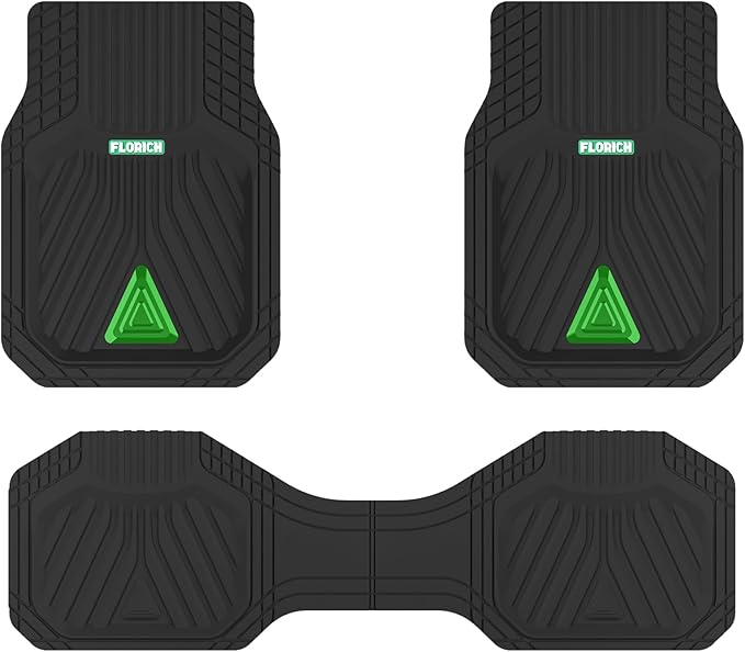 FLORICH Car Floor Mats, Heavy Duty Floor Mats for Cars, 3 Piece All-Weather Floor Mats with Anti-Slip Backing, Universal Trim-to-Fit, Waterproof Automotive Floor Mat for Cars Trucks SUV (Green)