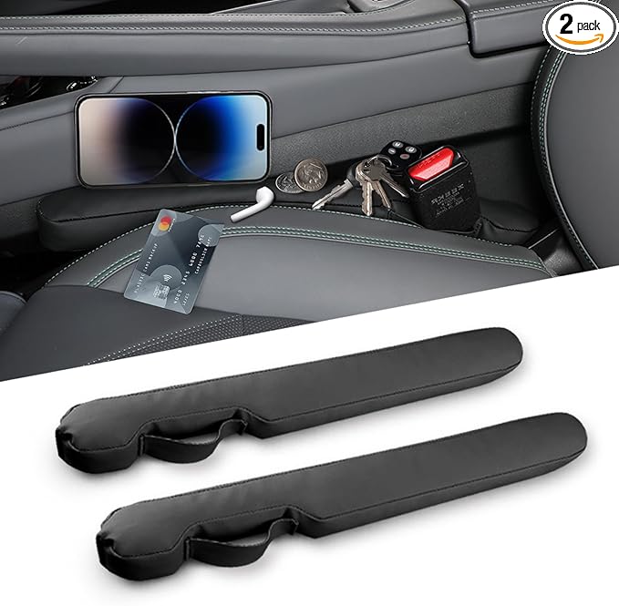 Homaupt Leather Car Seat Gap Filler Universal for Car Truck SUV to Block The Gap Between Seat and Console Stop Things from Dropping 2 Sets Black