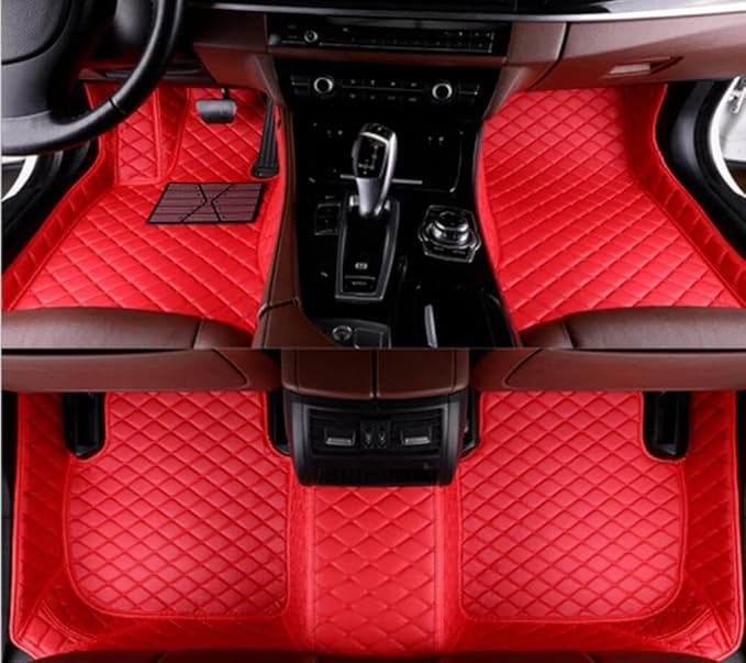 Custome Car Mats Accessories All Weather Floor mats Compatible with Automotive Floor Mats Passenger car mats (Red)