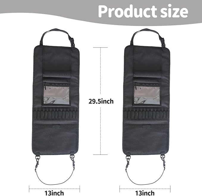 BLISSWILL 2-Pack Automotive Gun Rack & Seat Organizer with Storage Pockets & Tactical Design for Car & Truck