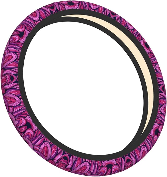 Retro Crayons Scribbles Neon Colors Car Steering Wheel Cover, 15 Inch Steering Wheel Cover Stylish Decor for Most Cars