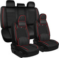 ARTIBY Seat Covers Full Set Custom Fit for Mitsubishi Outlander 2004-2025, Deluxe Waterproof Car Seat Cover, Breathable and Comfortable Leather Cushion Cover, Auto Interior Accessories (Black Red)