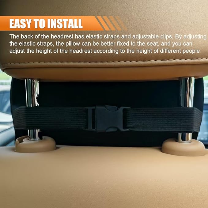 Car Headrest Pillow for Driving - Memory Foam Soft Automotive Neck Support Pillow Cushion with Adjustable Strap - Comfortable Car Seat Headrest Pillow for Neck Pain Pressure Relief (Gray)