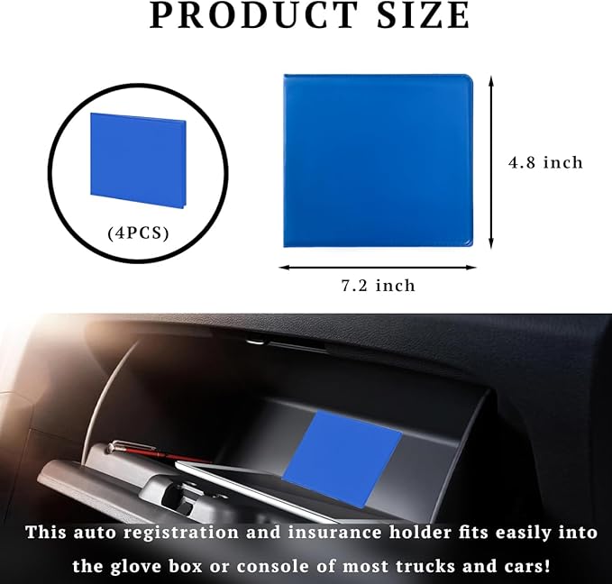 4 PCS Car Registration and Insurance Holder, 10.6''×4.8'' Essential Auto Card Glove Box Organizer with Closure, Vehicle Interior Accessories Perfect for Documents, Cards