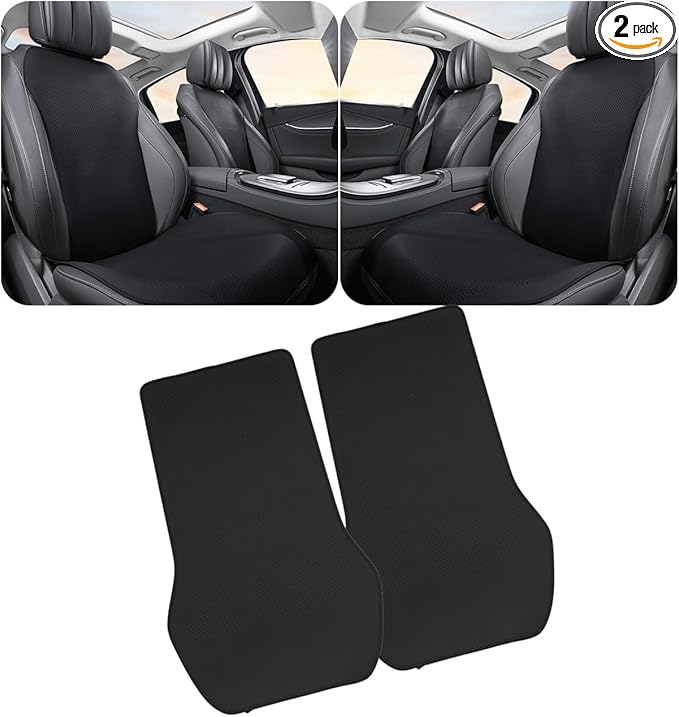 ontto 2 PC Car Seat Back Cushion Pad Mat fits Most Vehicles,Ventilated PU Leather Auto Seat Backrests Protector with Buckle Fixing,Auto Interior Decoration for Truck Sedan SUV,Black