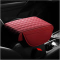 Car Center Console Cover, Waterproof Leather Auto Armrest Box Protector Elbow Pillow with Storage Pocket, Comfortable Memory Foam Arm Rest Box Cushion Pad, Car Accessories (Red)
