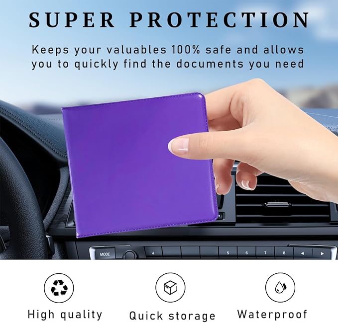 4 PCS Car Registration and Insurance Holder, 10.6''×4.8'' Essential Auto Card Glove Box Organizer with Closure, Vehicle Interior Accessories Perfect for Documents, Cards