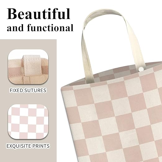Car Trash Can, Cute Car Trash Bag, Hanging Car Organizer and Storage Bag, Trash Bin for Car Accessories, Vehicle, Travelling, Camping Cute Champagne Checkerboard