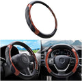 Mandark Car Steering Wheel Cover, Elastic Sport Leather Vehicle Steering Wheel Protector, Non-Slip Soft Grip Padded Auto Interior Protective Accessories, 14.5-15 Inch Universal Fit（Wooden Coffee）