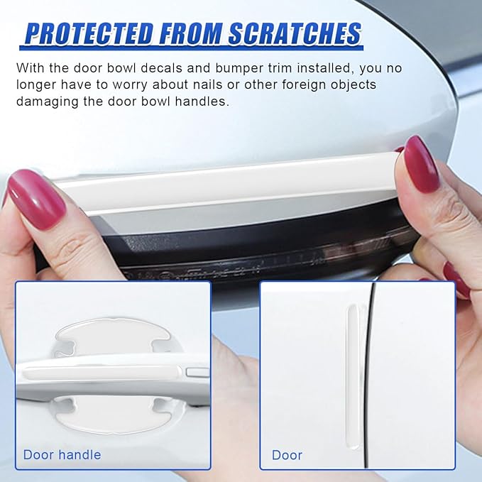 16PCS Car Door Handle Cup Scratch Protector Set - Universal Waterproof Rearview Mirror Protector Film Car Door Bowl Sticker - Anti-Scratch Paint Cover Guard Pad for Cars (Clear)