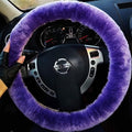 Genuine Fuzzy Wool Sheepskin Fur car Steering Wheel Cover for Adults Girls Women Men,Protector for Universal Steering Wheel 35CM-41CM, Anti-Slip,Comfort Luxurious, Gift for Women (Light Purple)