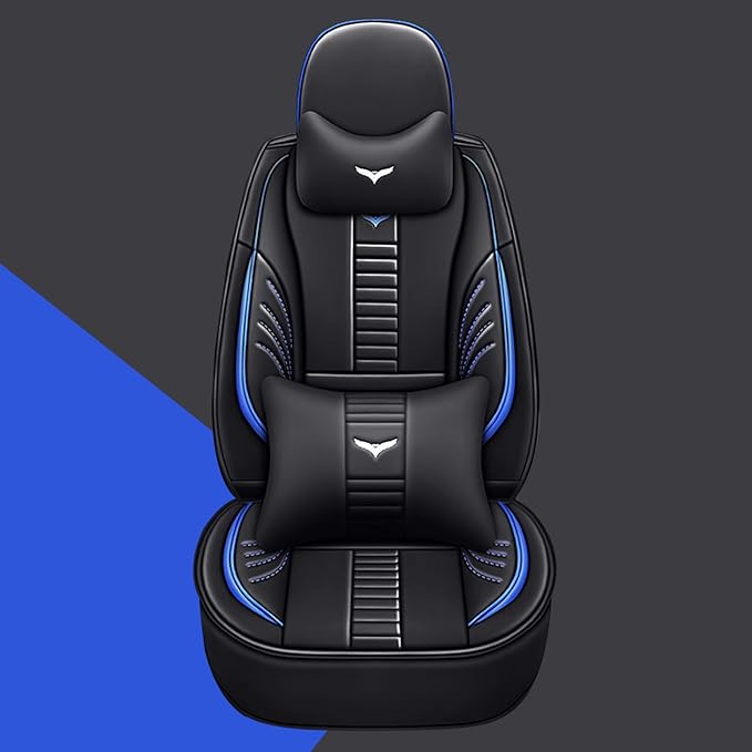 Pengchen Luxury 2 Seats Car Seat Covers Protectors for Lexus 1999-2025 95% Models, Back Storage Bag Design & Headrest Pillow & Lumbar Support Black & Blue Line