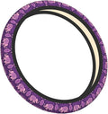 Purple Elephant Paisley Universal Fit Steering Wheel Cover for Car, Truck, and SUV, Durable Steering Wheel Protection