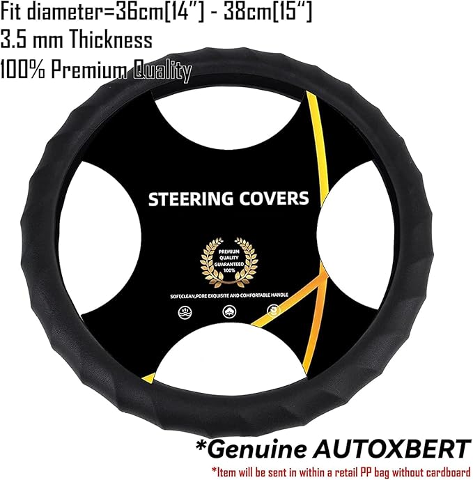 AUTOXBERT Silicone Car Steering Wheel Cover Universal Grip Steering Protective Cover with Pattern and Massaging Grip for Most Cars, SUVs, Trucks, and Vans