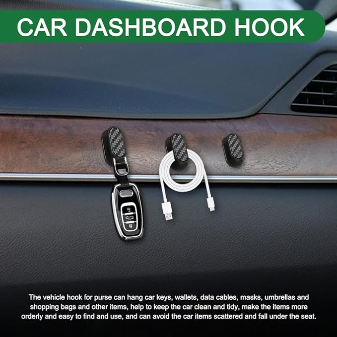 4PCS Car Mini Hooks, Hooks for Car, Strong Self-Adhesive Backseat Hangers, Universal Vehicle Interior Accessories Mini Vehicle Dashboard Storage Hanging Holder for Key Earphone Charging Cable