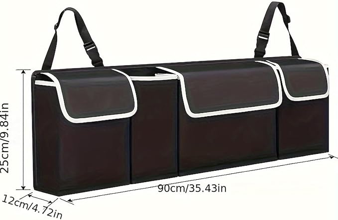 Car Trunk Organizer, Backseat Hanging Organizer with 4 Pockets Waterproof Trunk Organizer and Storage for SUV, Truck, Van, Cargo.