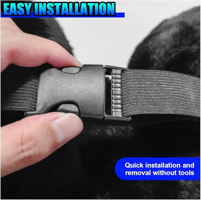 Bow Car Headrest Pillow, Plush Soft Comfortable Warm Car Neck Pillow with Adjustable Strap, Universal Breathable Ergonomic Vehicle Interior Neck Support Cushion for Fatigue Relief(Black)