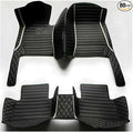 TREGOO All Weather Car Mats Custom Fit Non Slip Floor Mats for 1998-2025 Cars Personalized Leather Protection Pads Suitable for Men Women (Black Double Panel with White Stripe)