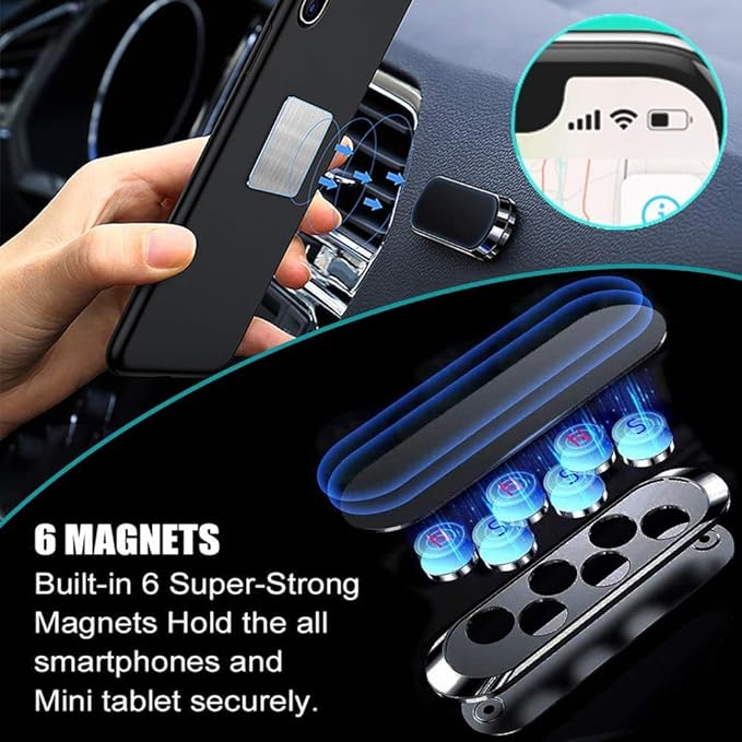 SALEX Flat Magnetic Phone Mount 2 Pack. Silver Cell Phone Holder for Car Dashboard, Wall, Truck. Universal Stick on iPad Wall Magnet Mount Kit for Tablets, Smartphones. Magnetic Phone Mount for iPhone