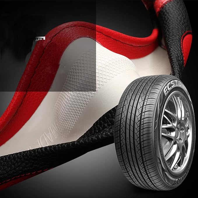 Steering Wheel Cover for Women Leather Universal Steering Wheel Cover for Car 15 inch (Red)