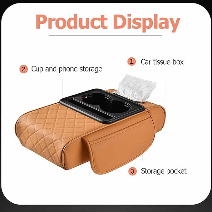 Car Armrest Cushion for Benz SLK 1998-2006,5-in-1 Center Console Cover Gel Center Console Pad with Memory Foam, Non-Slip Comfort Elbow Rest for Long Drive,34 * 17.5 * 7Orange