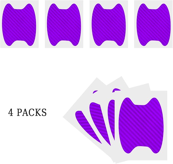 4PCS Carbon Fiber Door Handle Cup Stickers, Auto Scratch Protective Film, Non-Marking Bowl Protector, Paint Cover Guard Universal for Most Cars, SUV, Van (Purple)