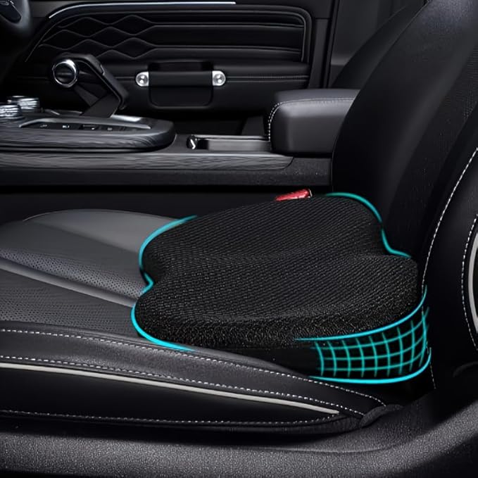 Mautoply Memory Foam Car Seat Cushion for Back Pain Relief - Lumbar Support Pillow for Driving, Office & Car Ergonomic Wedge Cushion for Short Drivers