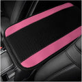 Car Center Console Pad, PU Leather Auto Armrest Seat Box Cover Protector, Comfortable Arm Rest Storage Box Mat for Vehicle Interior Protection, Universal Car Accessories (Carbon Fiber Pink)