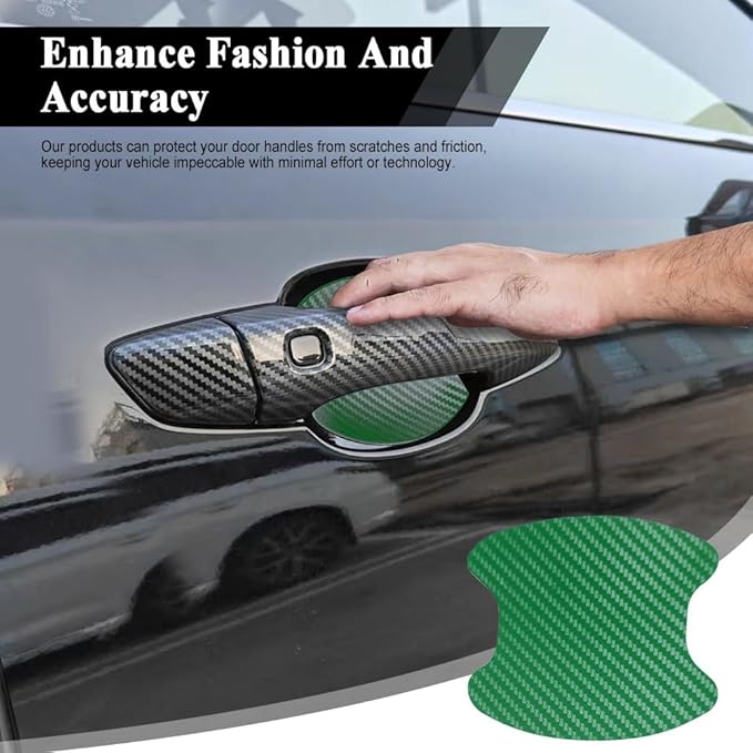 4PCS Car Door Handle Cup Scratch Protector, Car Door Handle Sticker, Scratch Auto Door Protective Film, Car Accessories Car Door Handle Protective Films Universal for Cars (Green, 4PCS)