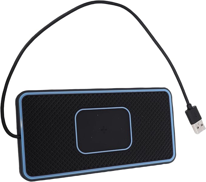 Gugxiom 20W Magnetic Wireless Car Charging Pad with RGB Light, Fast Charger Mat with USB A Cable, Non Slip Design for iOS Phone 11-17 Note 10