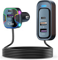 USB C Multi Port Fast Car Charger, PD30W/QC3.0 120W Cigarette Lighter Charger with /5ft Cable Compatible with iPhone 16/15 Pro