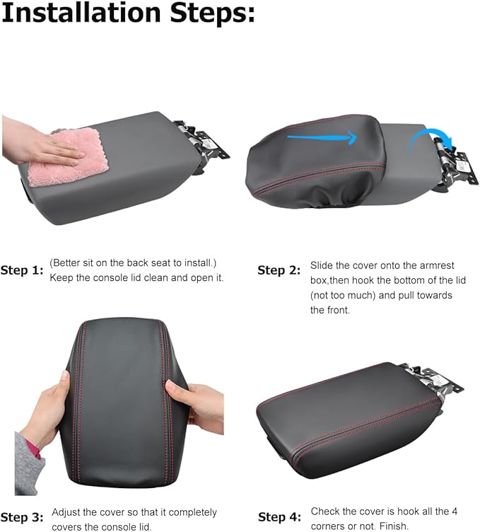 INTGET Center Console Cover for Kia K4 Accessories 2025 2026 LX/LXS/EX/GT-Line/GT-Line Turbo Car Interior Leather Armrest Arm Rest Lid Cushion Pad Protector (Black Argyle with Pad, for 2025+ K4)