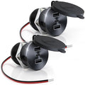 2PCS RV USB Outlet 72W Aluminum Alloy 12V/24V 3 Charging Ports, GIBBAB 36W PD3.0 Type-C+2 18W QC3.0 Fast Charging Socket, Waterproof Cover Recessed Mount Car Charger Cigarette Lighter Replacement for